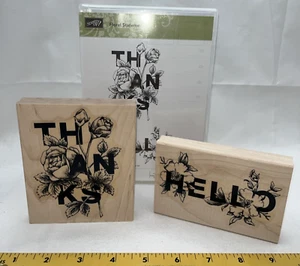 Stampin Up! Dichiarazioni Floreali Grazie Ciao Timbro in Gomma Montato su Legno 143738 Set - Foto 1 di 8