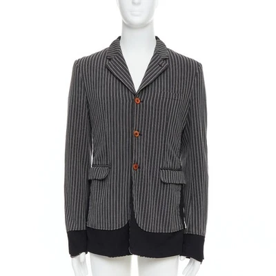 Blazer COMME DES GARCONS HOMME PLUS Evergreen Gris Negro Rayas Capas M Foto 1 de 4