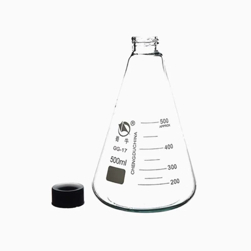 500ml Borosilicate Erlenmeyer Flask with Plastic Cap Teaching Laboratory Use - Image 1 of 1