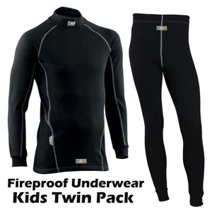 OMP First Top & Hose feuerfest schwarz passt Kindern 8-10 Jahre Kartsport FIA - Bild 1 von 16