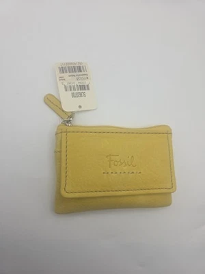 Fossil Pop Stitch Yellow Wallet Leather Zipper Coin Purse - Image 1 of 4