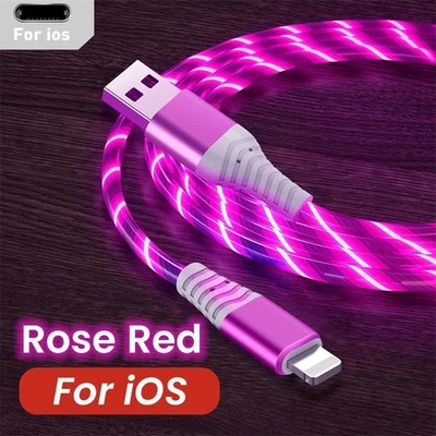 LED Glowing Fast Charging Cable 3A USB Type C Micro Charger Cord for iPhone Sams - Image 1 of 4