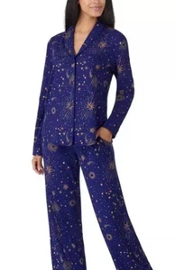 Juego de pijama de 2 piezas con cuello chal Room Service para mujer, azulado-violeta, L - Imagen 1 de 6