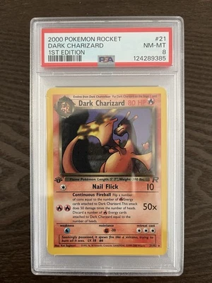 Pokemon Dark Charizard 21/82 Team Rocket 1st Edition Non Holo PSA 8 - Image 1 of 2