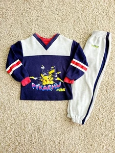Vintage 90s Pokémon Nintendo Pikachu Kids Sweatshirt & Pants Set Youth 5 - Picture 1 of 11