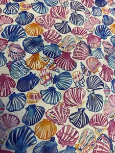 3.8 Metres Summer Sea Shells Printed Cotton Craft Quilt Dress Fabric - Picture 1 of 5