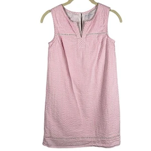 Vineyard Vines Seersucker Dress Girl's 14 Pink White Stripe Cotton Sleeveless - Picture 1 of 9