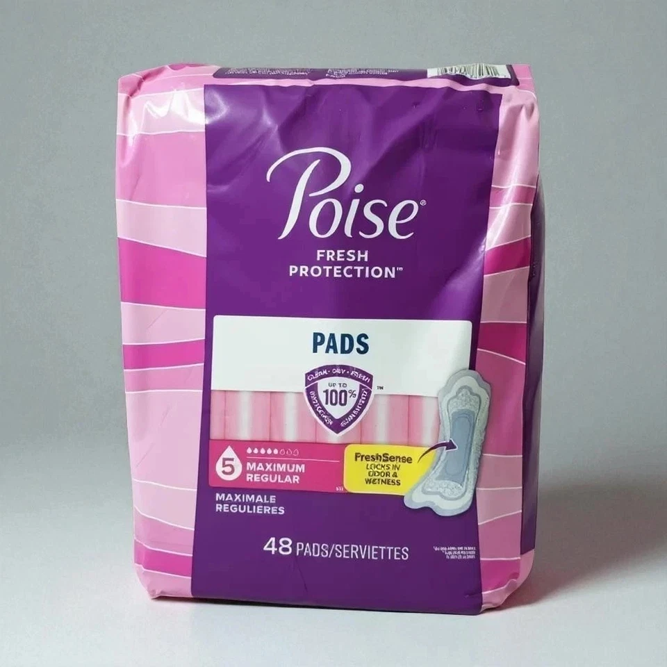 Almohadillas de protección Poise Fresh 5 gotas almohadillas para incontinencia máxima regular 48 quilates Foto 1 de 1