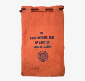 Vintage Bank Canvas Geldbeutel mit Zugschnüren First National Anniston AL - Bild 1 von 9