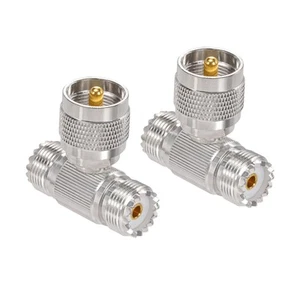 2-Pack PL259 Splitter UHF Male to SO239 Female Tee Shape Adapters Coaxial Connec - Picture 1 of 6