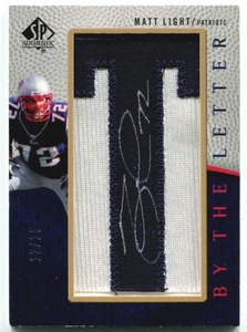 2007 SP Authentic Matt Light By The Letter "T" Patch Auto SP 12/25 Patriots - Picture 1 of 2