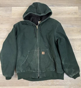 Carhartt J130 SPC Green Hooded Canvas Mens 2XL Tall Zip Quilt Lined Jacket Coat - Picture 1 of 21