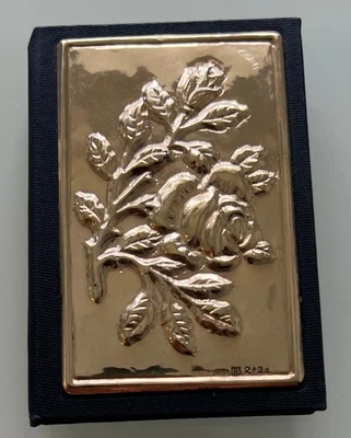 Cuaderno de bolsillo de plata 925 vintage dirección teléfono Italia rosas sin usar Foto 1 de 4
