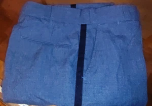 ELBECO Pants 34x32 Stripe Flat Front Pockets Polyester Navy Blue Pants 31 inseam - Picture 1 of 3