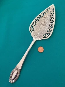 Servidor de pastel de plata adornado para servir espátula sólida perforada 11" India NUEVO - Imagen 1 de 4