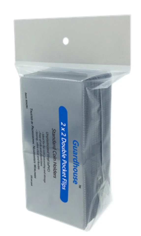 100 Coin Holder Flip 2x2 Double Pocket Vinyl 7mil Thick Guardhouse Storage Flips
