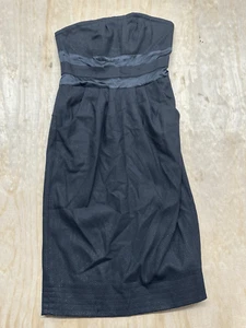 Diane von Furstenberg Dress Black Filomena Strapless Wool Silk Midi Dress Sz 6 - Picture 1 of 6