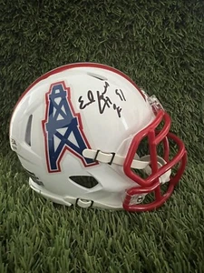 EARL CAMPBELL AUTOGRAPHED HOUSTON OILERS MINI HELMET - HOF LEGEND WITH PSA COA - Picture 1 of 5