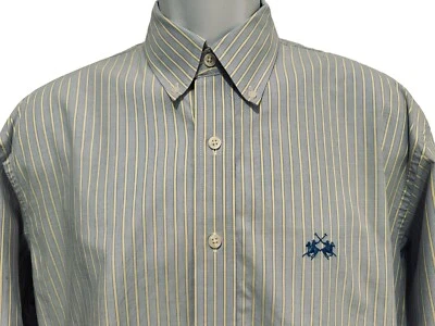 VESTIDO CAMISERO LA MARTINA PARA HOMBRE BUENOS AIRES RAYAS AZUL LOGO ALGODÓN AUTÉNTICO M Foto 1 de 4