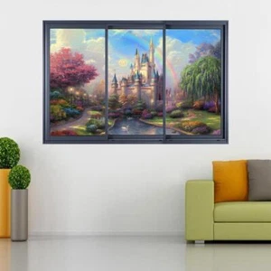 Fantaisy Princess Castle 3D Window Decal Wall Sticker Home Decor Kids BW002 - Picture 1 of 1