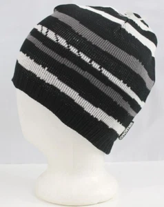 Nomis Swayze Knit Beanie One Size O/S Fits Most Black / White / Gray Stripe - Picture 1 of 3
