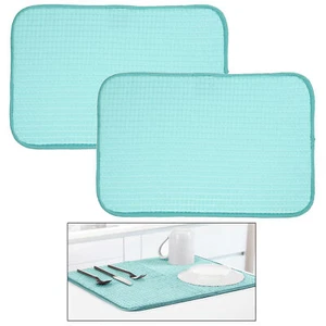 2 X Large Microfiber Dish Drying Mat Absorbent Kitchen Stemware Non Slip 18"x24" - Picture 1 of 1
