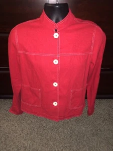 PENDELTON WOMENS JACKET BLOUSE RED LONG SLEEVE SHIRT SZ MEDIUM - Picture 1 of 6