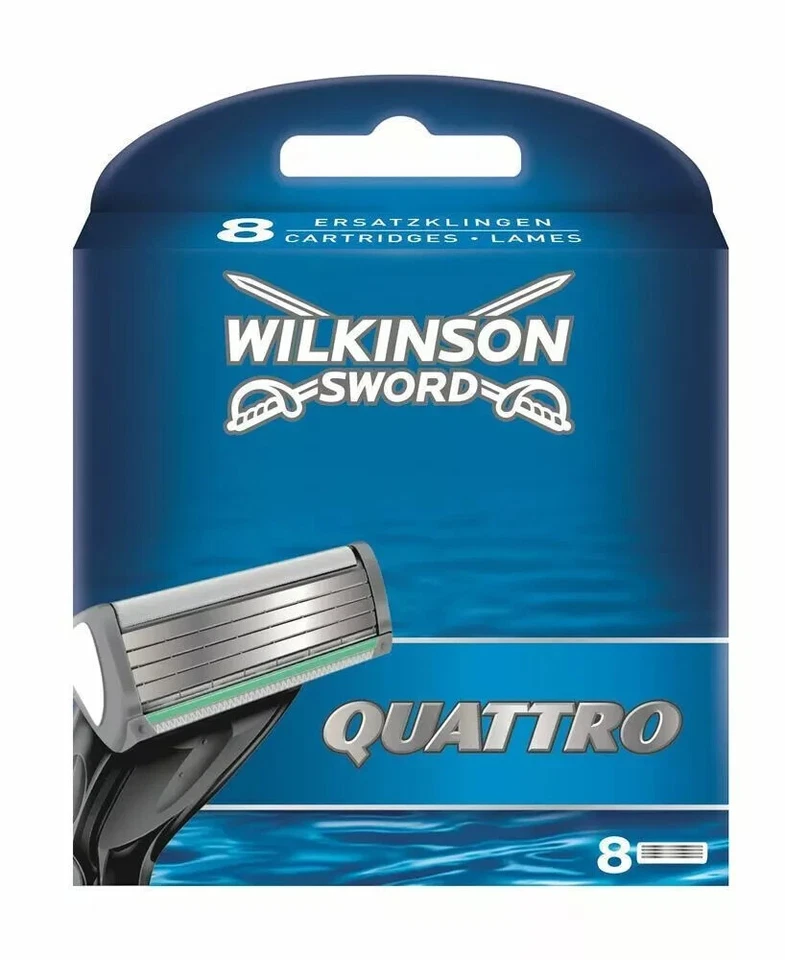 Wilkinson Sword Systems Quattro Men's Razor 8 Blade Refills - UK FREE POSTAGE