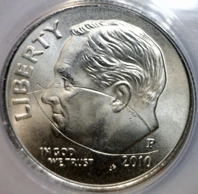 2010 ERROR ANACS MS64 MAJOR Struck Through Wire Roosevelt Dime CH BU + Coin  NR - Image 1 of 4