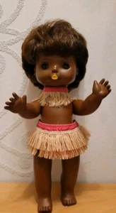 DDR Puppe dunkelhäutig 70-er origininal Kleidung Schlafaugen freistehend 30 cm - Bild 1 von 17