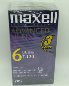 Maxell Advanced Hi-Fi BLANCO VHS Video Cassette T-120 Paquete de 3 Nuevo y Sellado - Imagen 1 de 4