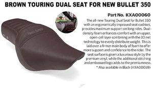 "BROWN TOURING DUAL SEAT" FIT FOR ROYAL ENFIELD NEW BULLET 350 - Picture 1 of 7