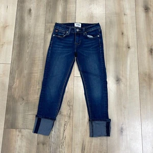 Hudson Girls Blue Regular Fit Medium Wash Deep Cuff Denim Cropped Jeans Size 10 - Picture 1 of 7