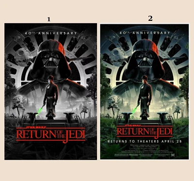 Póster del 40 aniversario de Star Wars El Retorno del Jedi, Darth Vader Luke Skywalker Foto 1 de 4