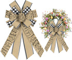 Large Easter Bow for Wreath, Burlap Religion Christian Wreath Bow for Front Door