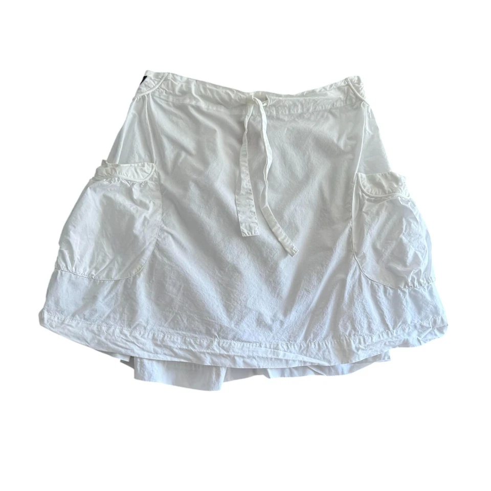 油性棉刺绣喇叭迷你裙女式 40 抽绳白色 — 第 1/4 张图片