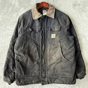 Carhartt Quilted Artic Distressed Jacket Black C03 BLK Men's 44 Regular Made USA - Picture 1 of 18