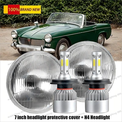 2× 7 inch LED Round Headlights Pair DRL Hi/Lo Beam For MG Midget 1969-1979 Dodge - Image 1 of 4