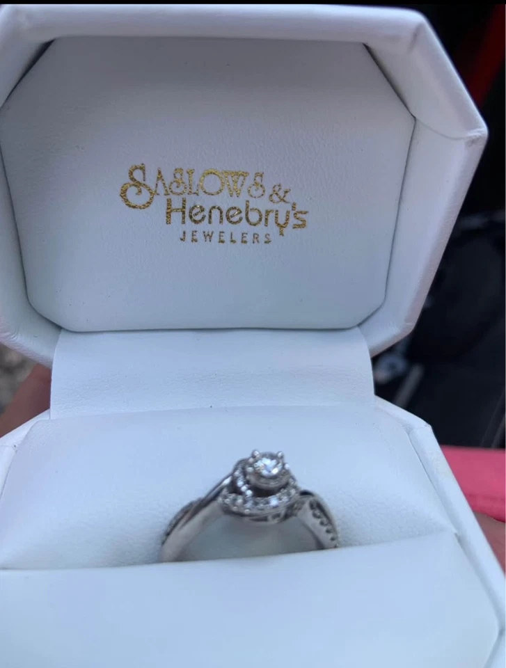 Keepsake Size 7 Unisex Adult's Engagement/Wedding Ring Set - Gold/White