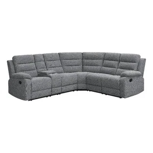 Pemberly Row 3-Piece Modern Fabric Upholstered Sectional in Gray - Picture 1 of 7