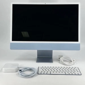 iMac 24 Inch Blue 2023 4.06 GHz M1 8-Core CPU 8-Core GPU 8GB 256GB SSD Excellent - Afbeelding 1 van 12