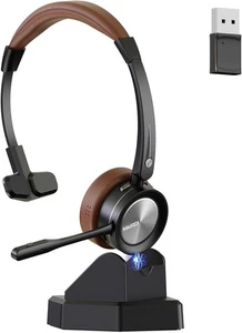 Bluetooth Headset with Microphone for PC, 40H Work Time, Mono Wireless Headse - Picture 1 of 9