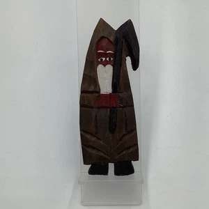 Vintage handgeschnitzte Holz Weihnachtsmann Figur 4′′ Volkskunst rustikal Weihnachtsdeko - Bild 1 von 4