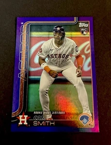 2025 Topps Update Series PURPLE FOIL Cam Smith RC /250 - Astros Rookie Phenom - Picture 1 of 2