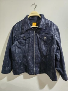 Ruby Rd Women's 16 Blue lightweight jacket 3/4 Sleeve Snakeskin look - Picture 1 of 3