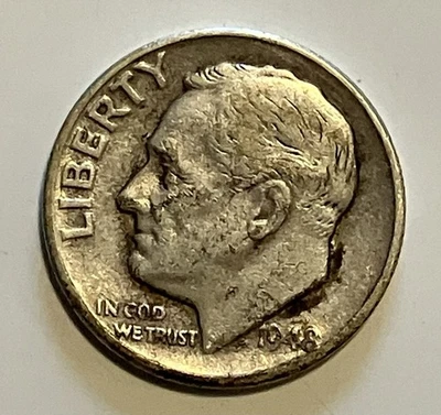 1948 Roosevelt Silver Dime-free Shipping-As Shown - Image 1 of 3