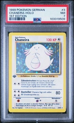 Pokemon Chansey (Chaneira) Base Set 1st Edition GERMAN Holo Rare #3 PSA 7 - Image 1 of 3