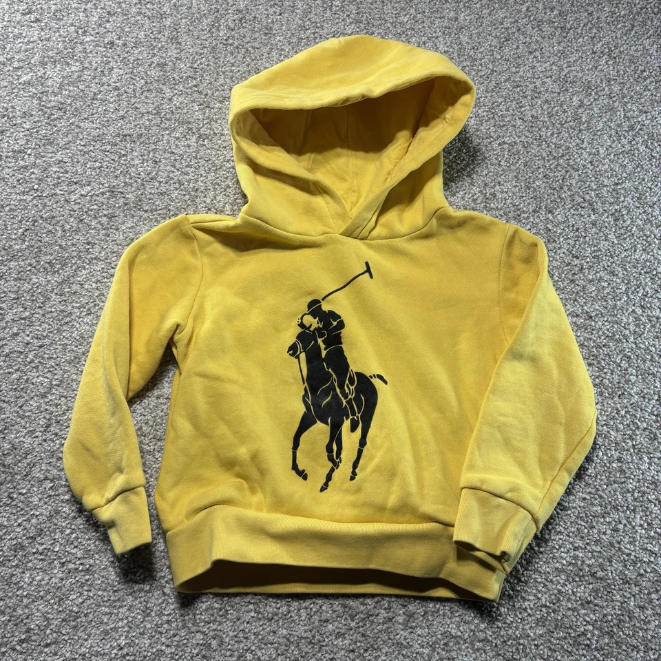 Polo Ralph Lauren Sudadera con Capucha Niños 4T Amarillo Big Pony Gráfico Pullover Sudadera Foto 1 de 4