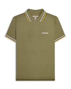 Lambretta Tipped Polo Khaki, White, Navy & Gold - Picture 1 of 3