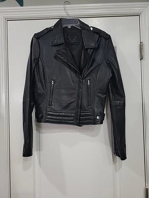 Bod & Christensen Womens Leather Motorcycle Jacket Black Size large genuine - Image 1 of 4